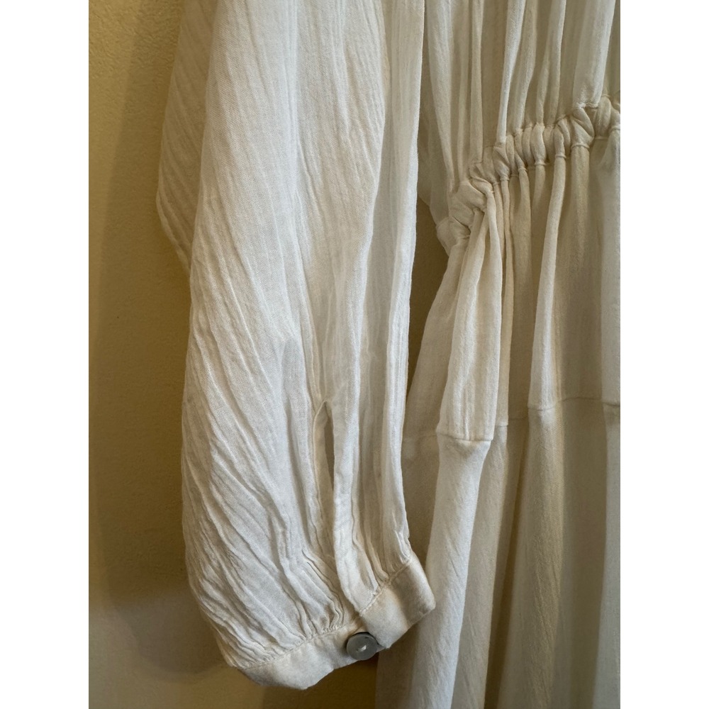 Free People Cream Maxi Button-Front Ruffled Bohemian Sea La Vie Dress - Picture 7 of 16